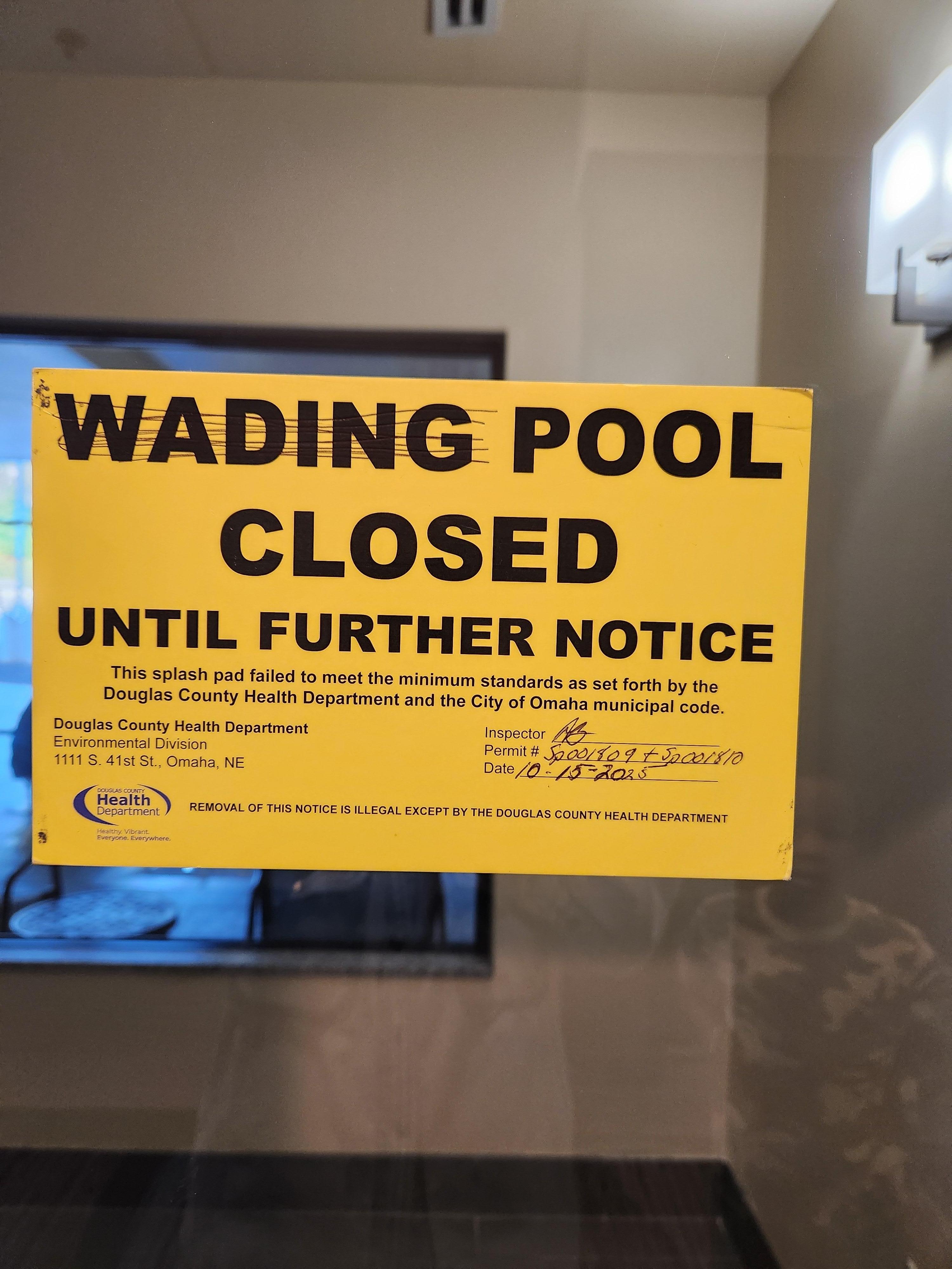 On the pool door. Not advised of this at check in.
