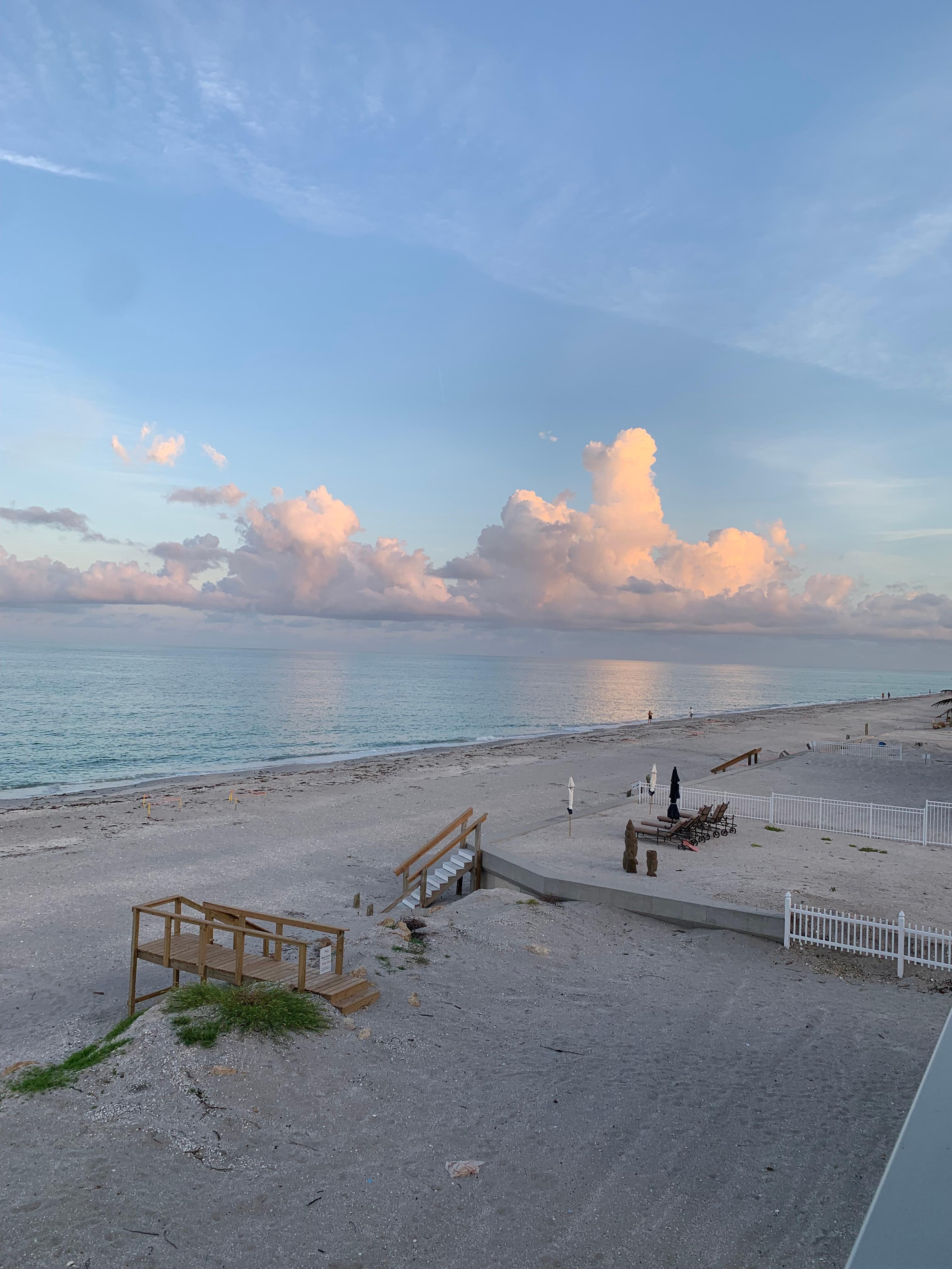 The beach in the morning.