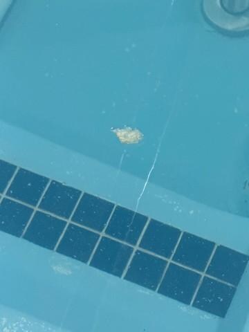 A large chunk of skin floats around in the hot tub