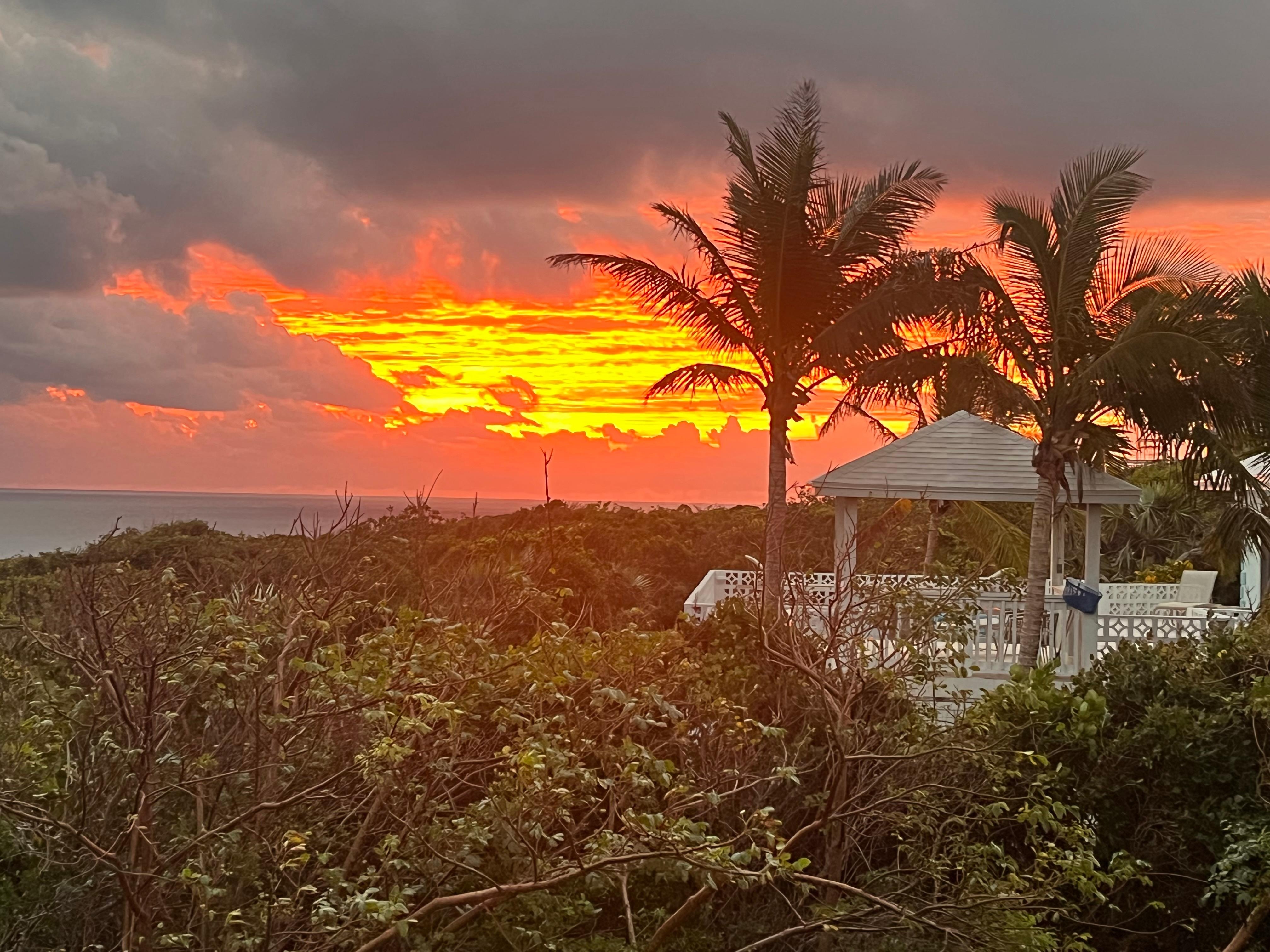 Watching the sunrise from the veranda.