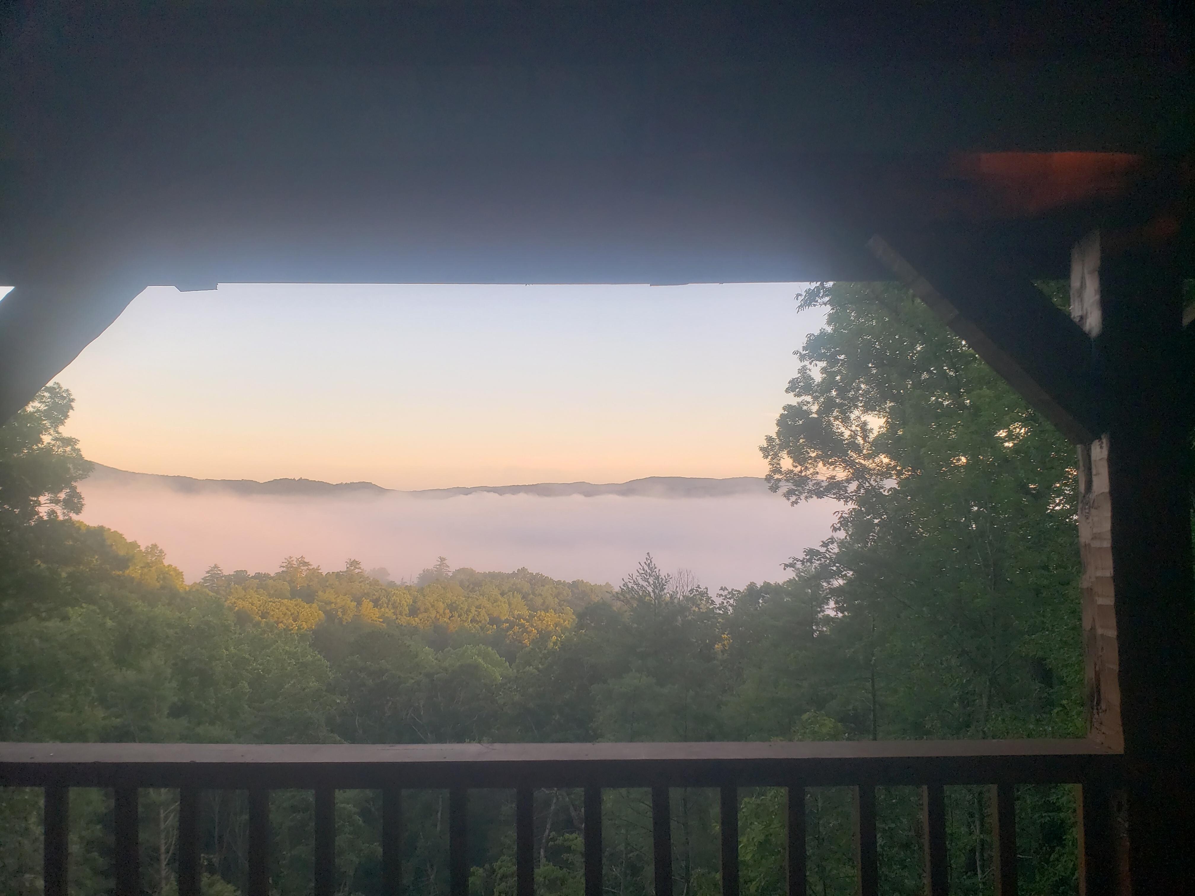 Daily morning fog in the valley and ridges looking west.