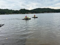 On the lake.