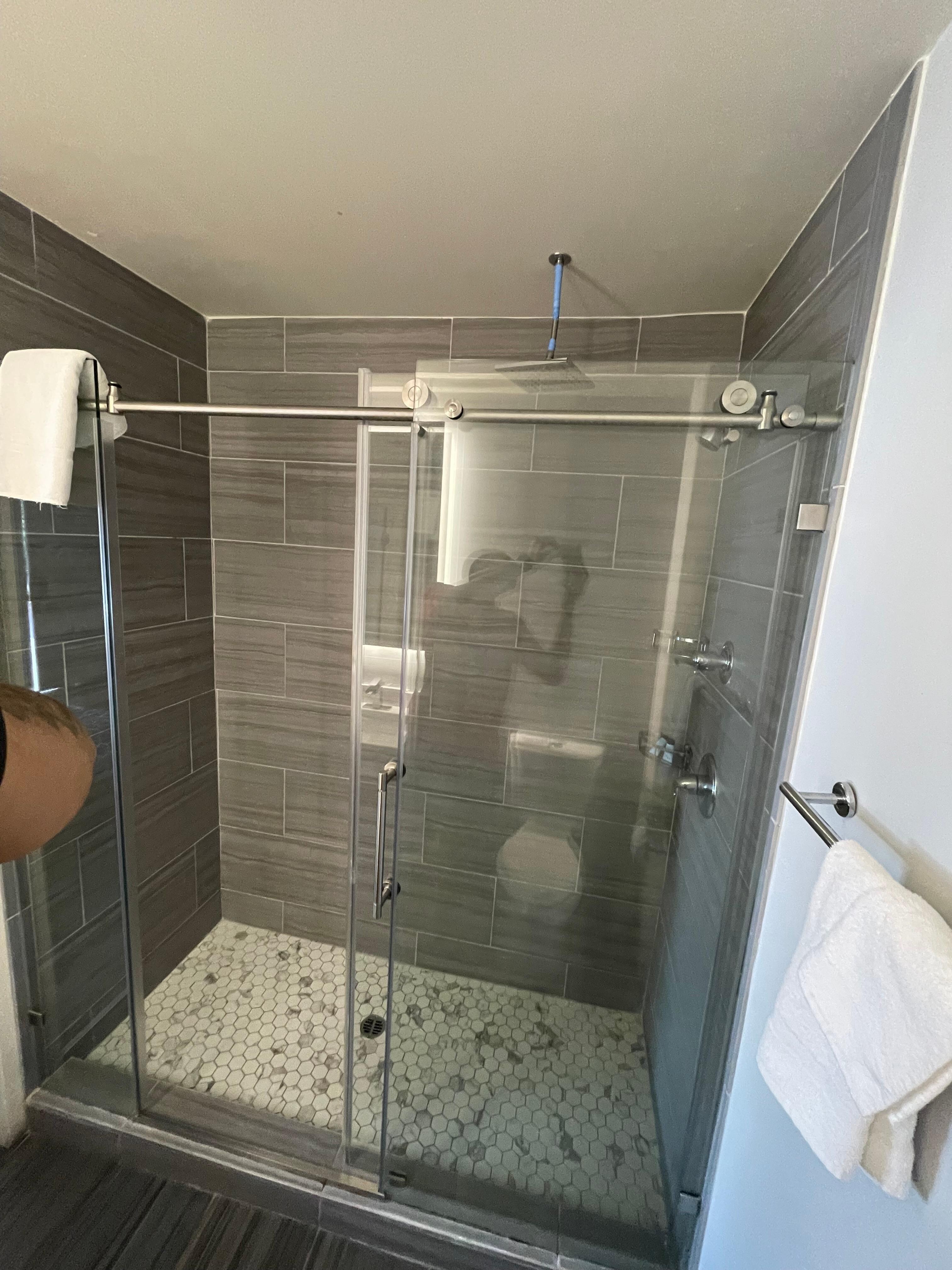 The shower head in my unit sprayed water everywhere. Also had green mold on shower head.