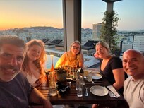 Enjoying a nice meal with some friends who came to visit