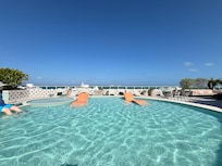 We loved the rooftop pool area. The ocean breeze felt great up there. Hold on to your hat.