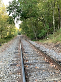 Railroad follows the river