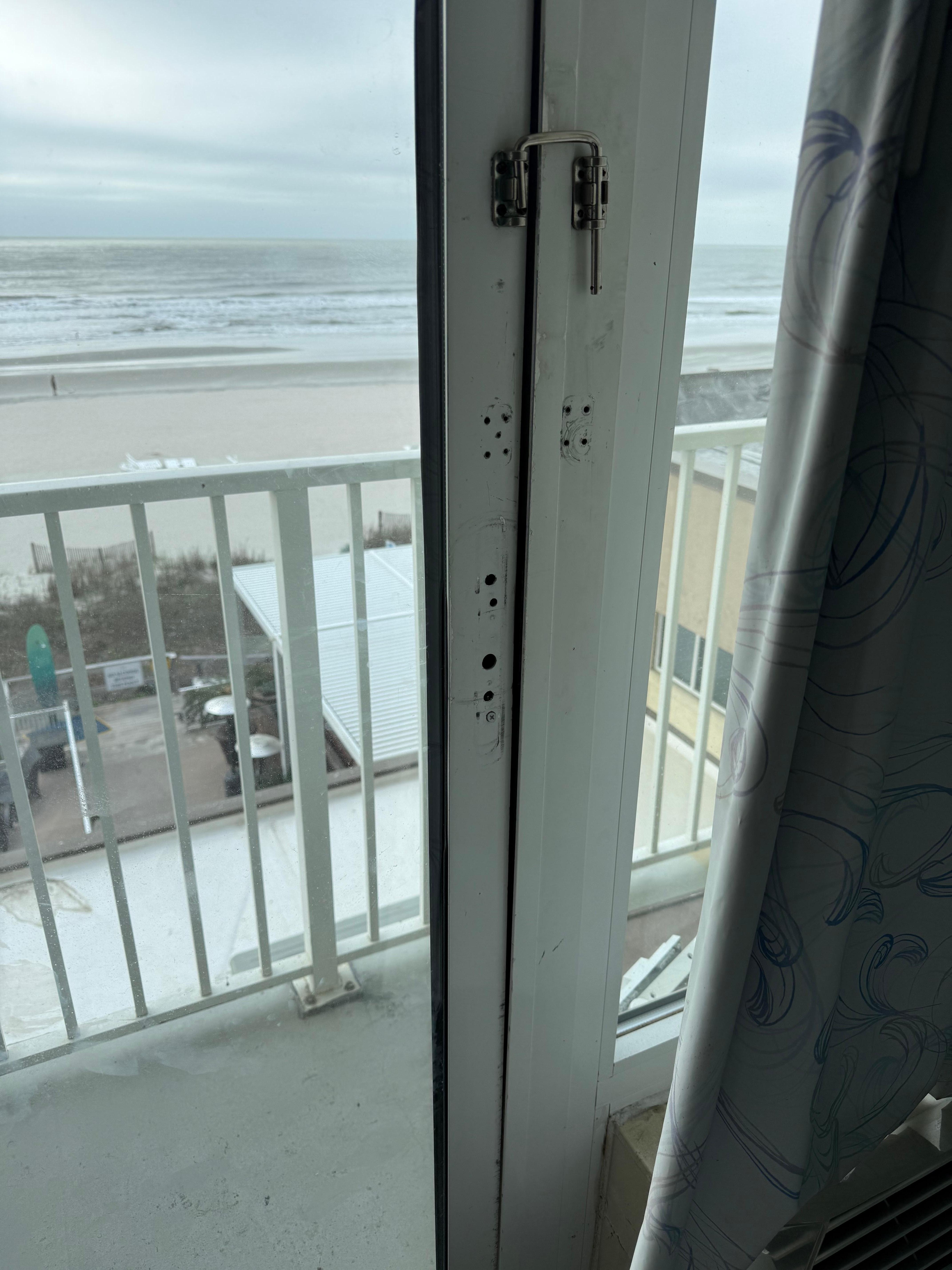 This is our glass door that we should have been able to open and enjoy our balcony, however, as you can see, there is no handle and we couldn’t get it open. So I paid for a balcony room that we couldn’t even use.