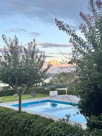 Pool area with sea view