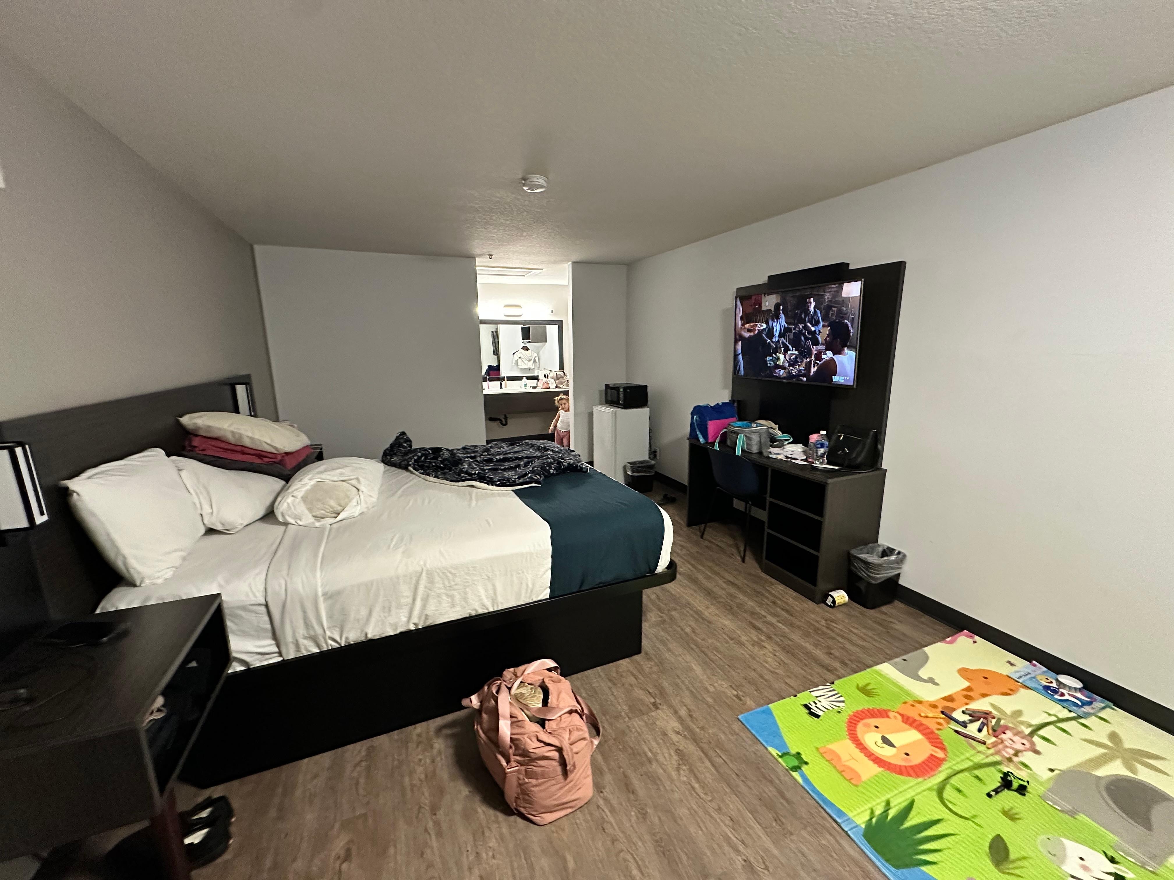 Room 201- king size bedroom. With a bathtub. 