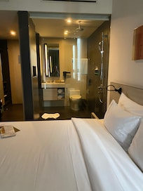 Shower was alarming but there was a shade. You could call it a room with a view!