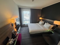 Clean and comfy room with a lovely view of the city.