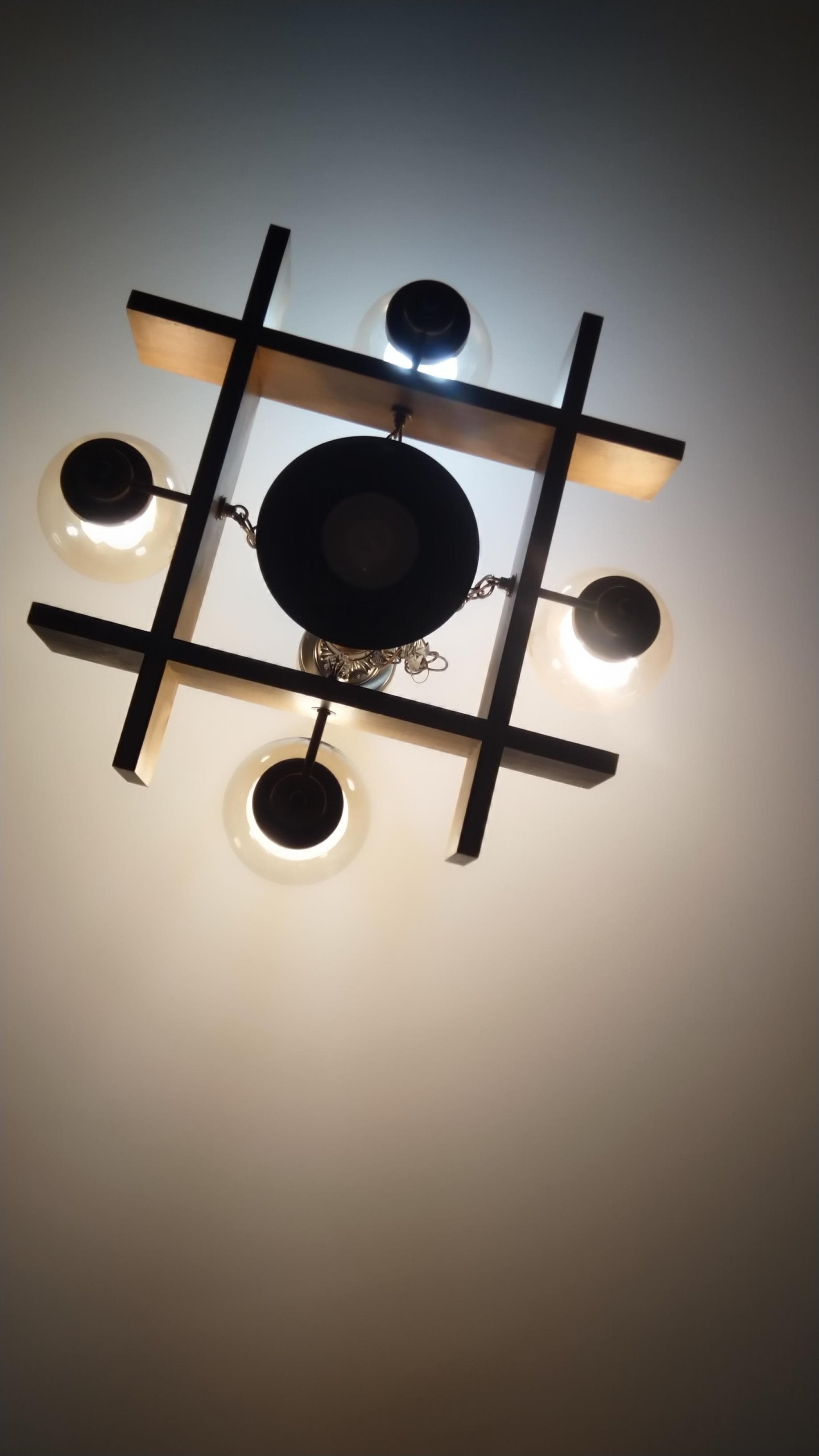 The breakfast table chandelier is so shop-class cool!