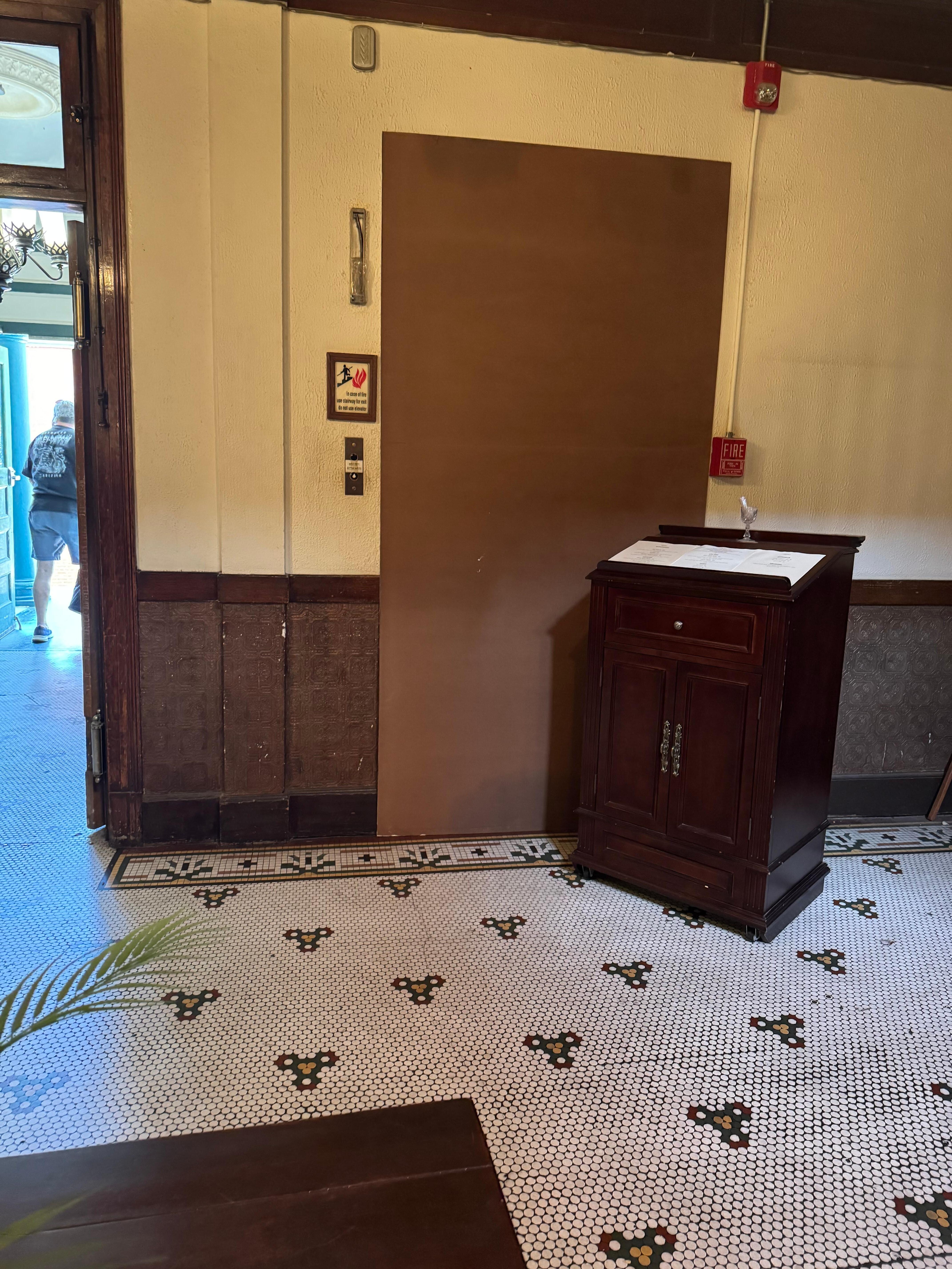 Elevator boarded up