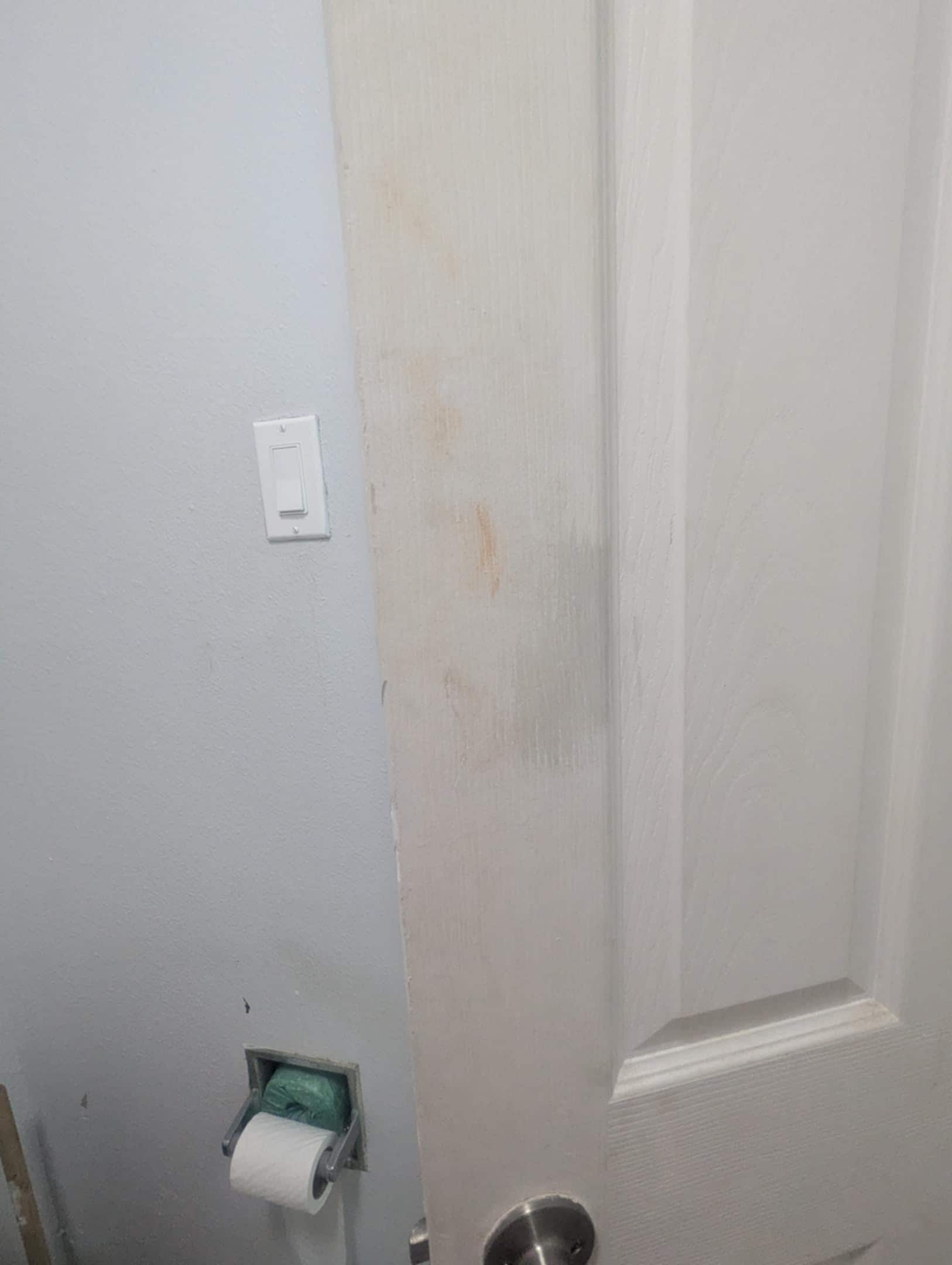 Back of door with horrible stains