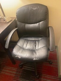 Desk chair, that’s seen better days.