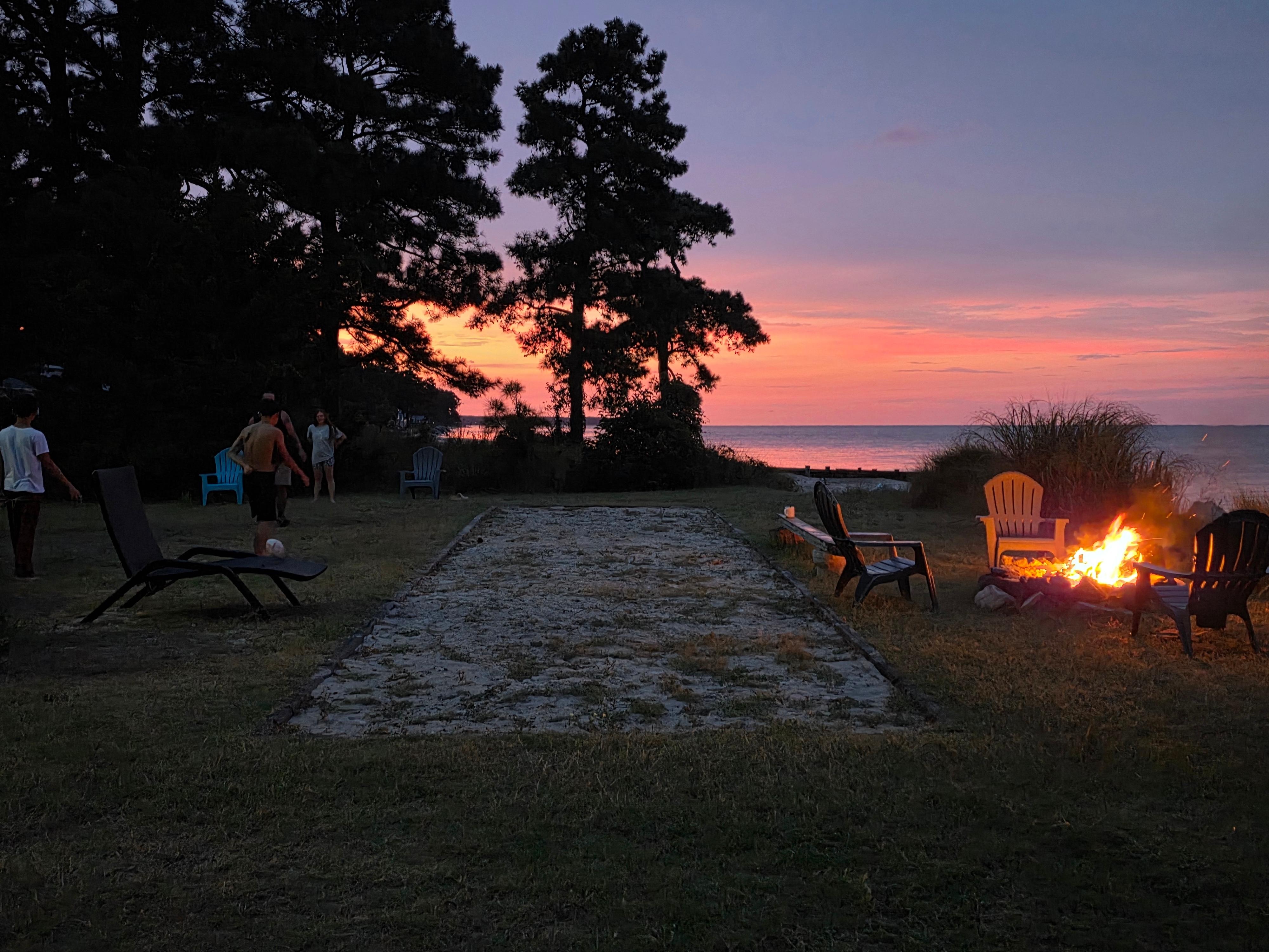 Fire pit & a friendly soccer game at Sunset.