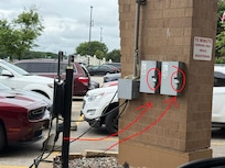 Charges have locks with switches turned off. So don't bother trying to charge your car, since they won't have any power.