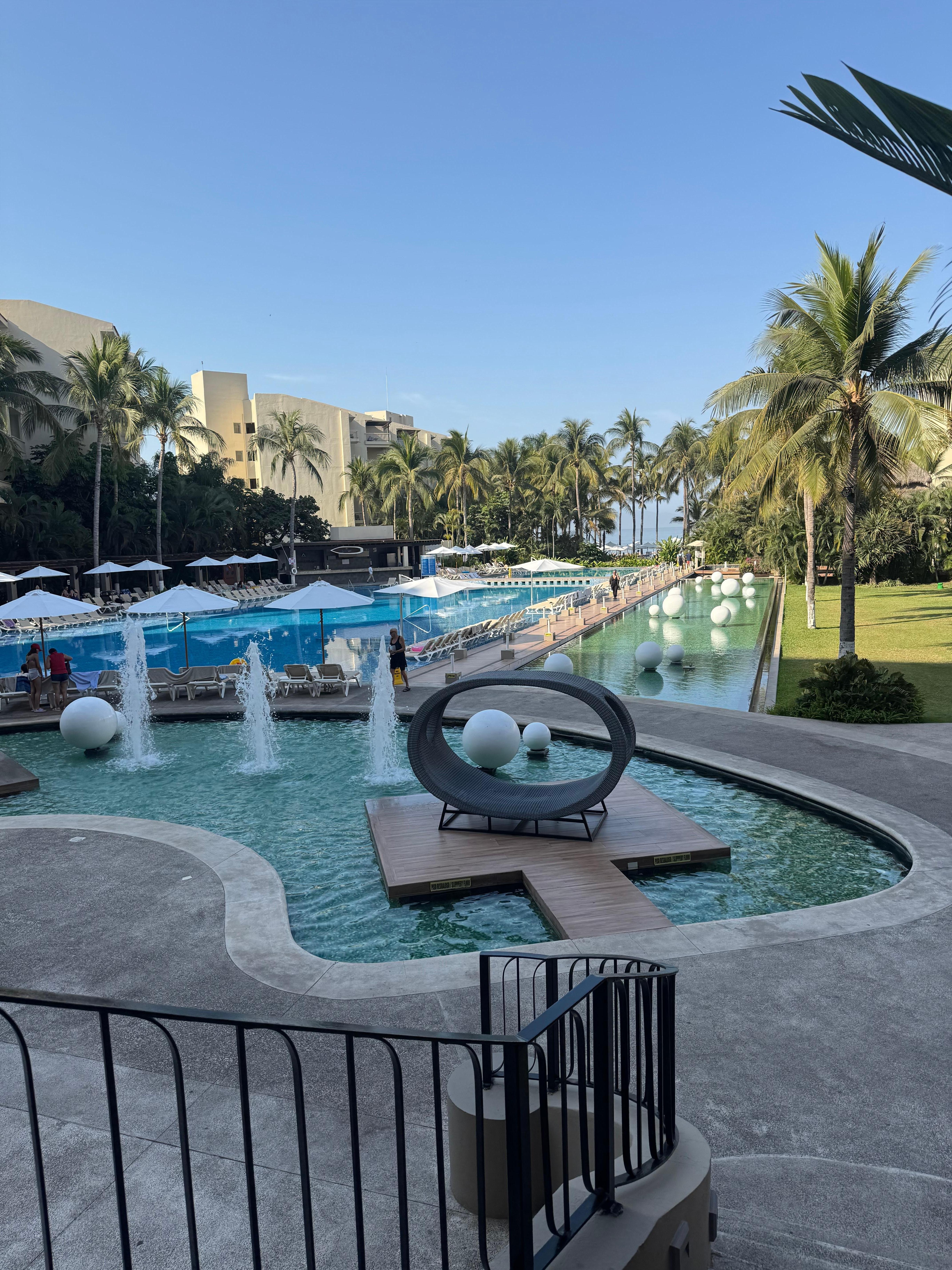 Walking towards pool area