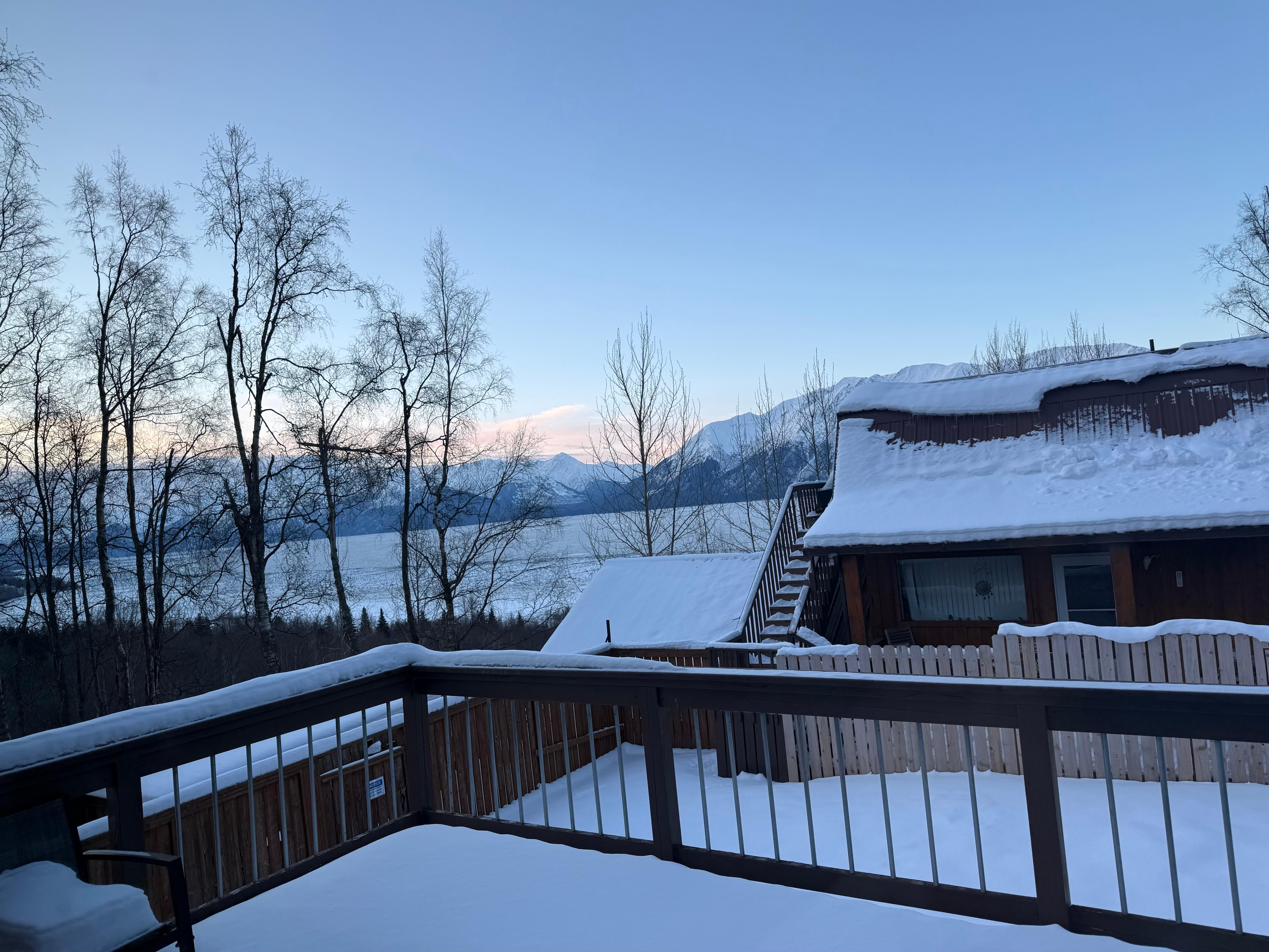 From the balcony out back, top floor. 