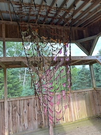 Seaweed art in the screened in barn/shed