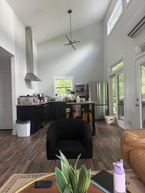 View from family room towards the kitchen