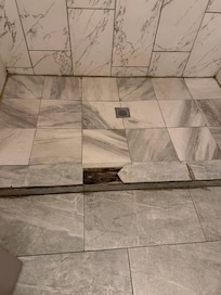 The floor tile in the bathroom a hazzard