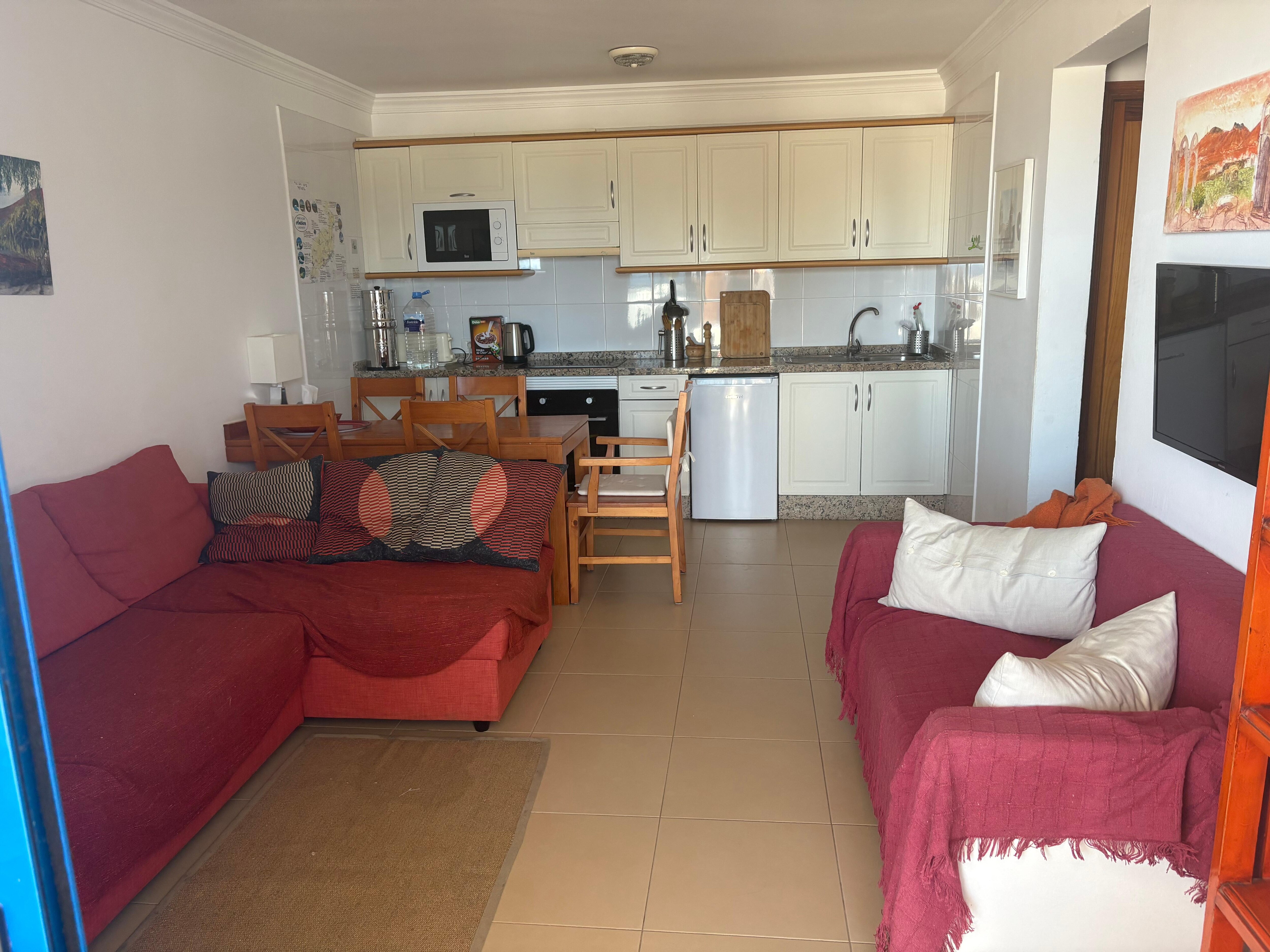 Living room/ kitchen from the balcony. 