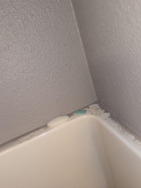 Another special one, that's the top edge around the shower where we were left multiple USED soaps-& so many random hairs everywhere caked into the grime of God knows how many people!