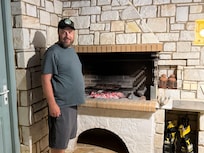 Charcoal barbecue. Great burgers.