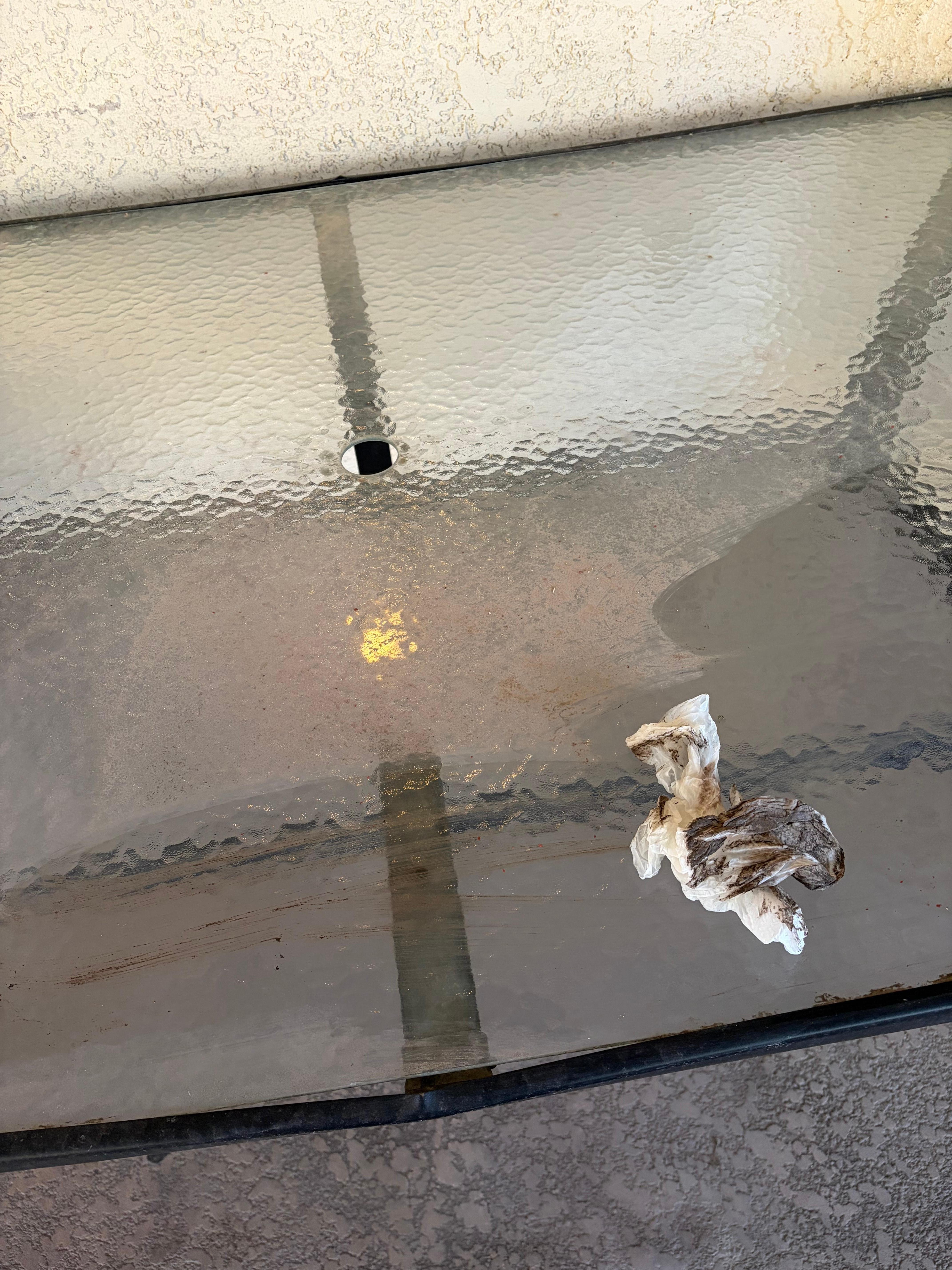 The table was dirty. This was the paper towel after wiping it. 