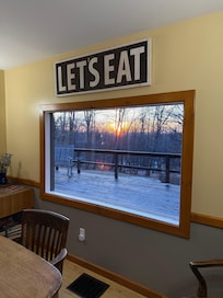 Sunrise is beautiful from the kitchen window.