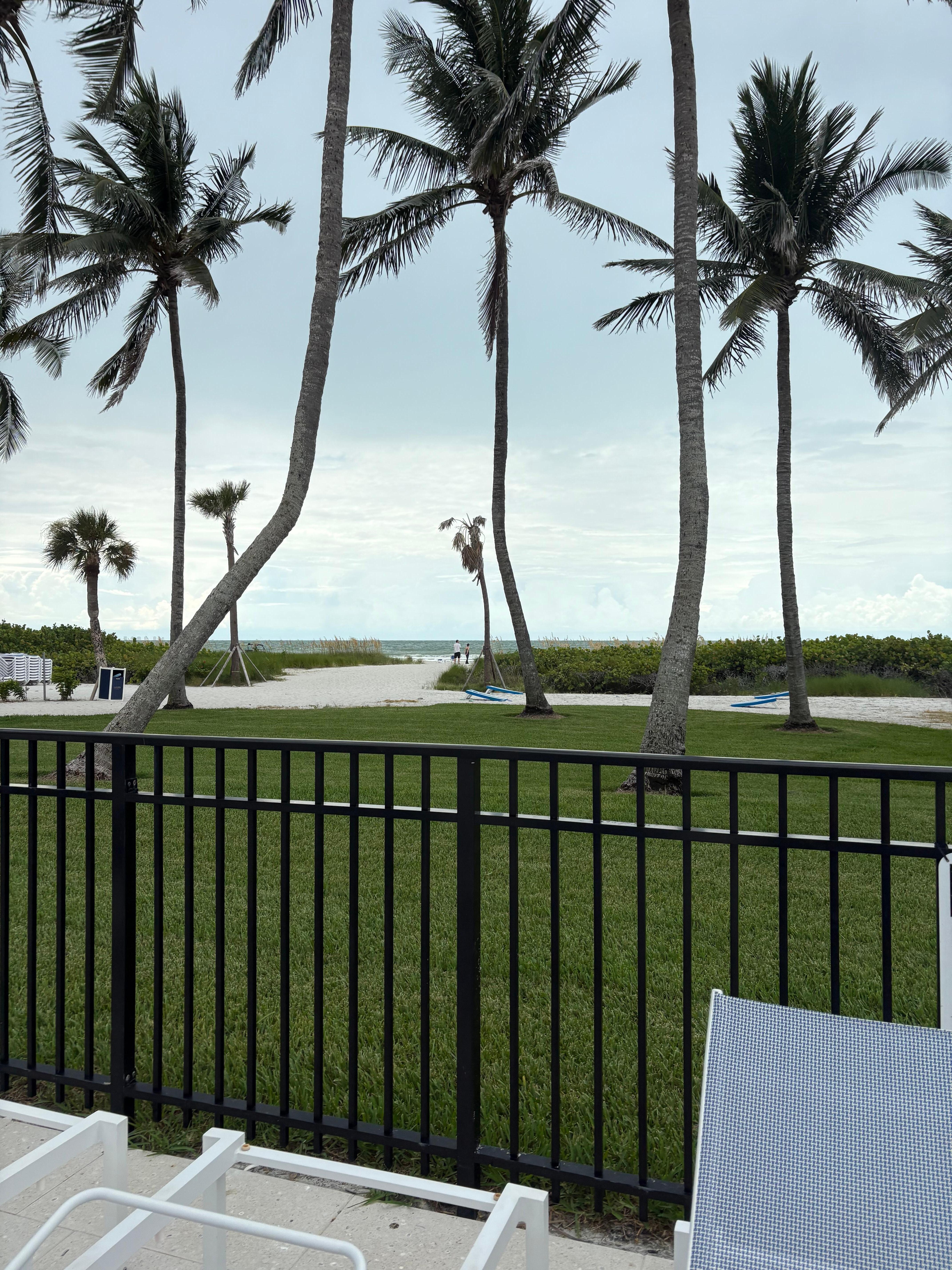 View to the beach from the pool area
