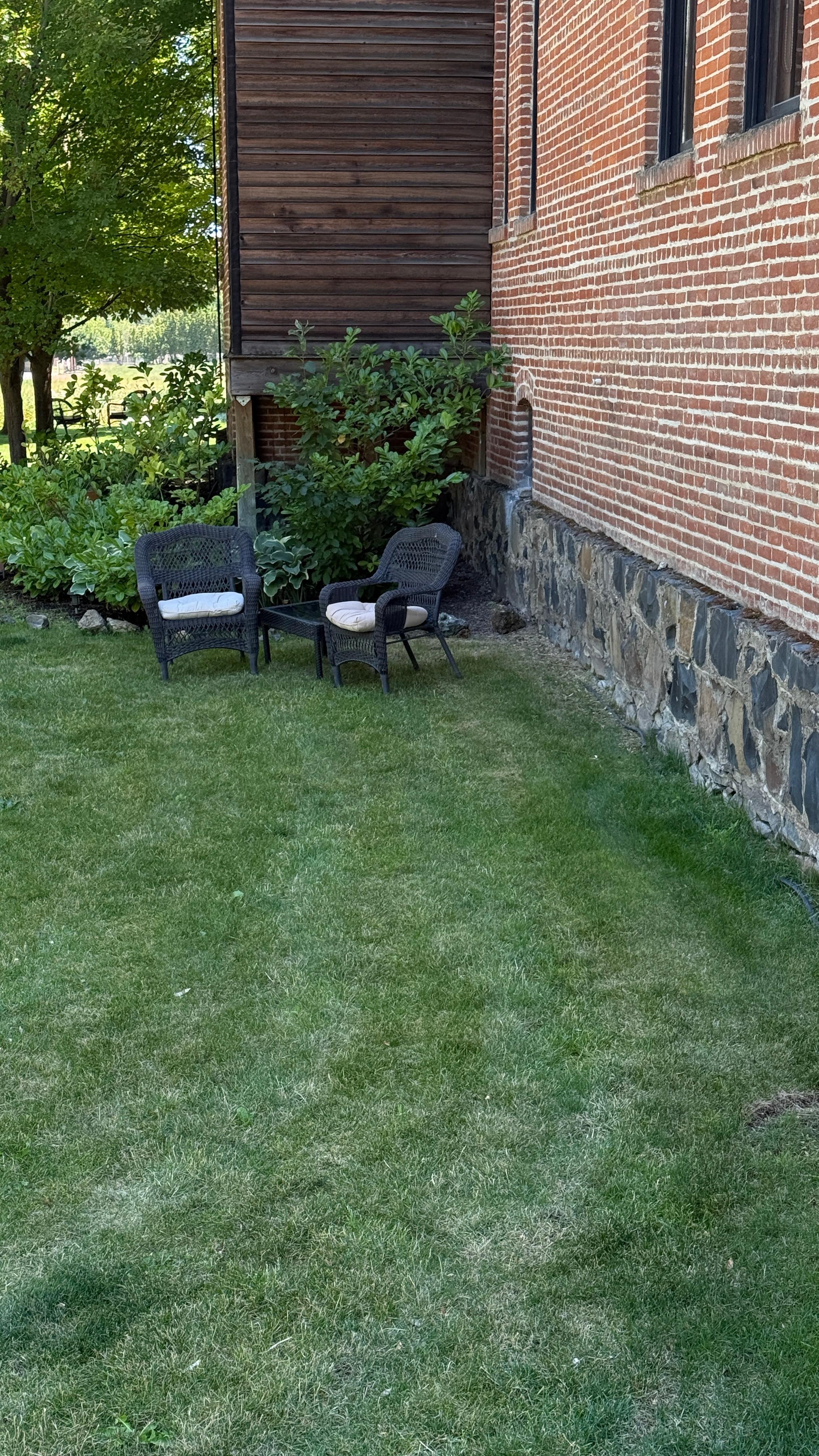 Lots of outdoor seating in their lush little gardens