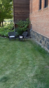 Lots of outdoor seating in their lush little gardens