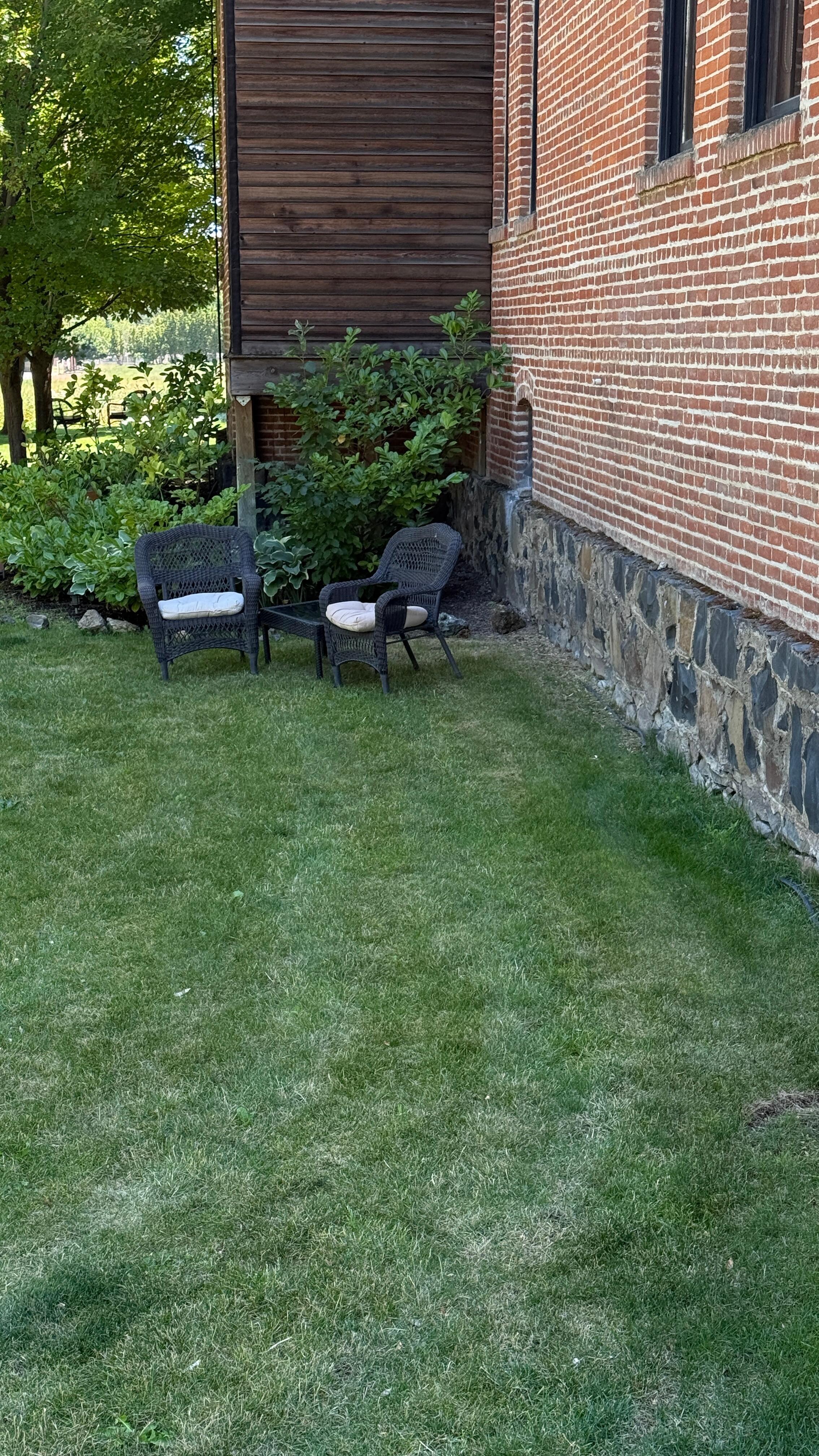 Lots of outdoor seating in their lush little gardens