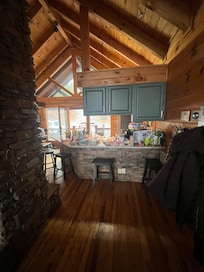 Updated kitchen that is well stocked