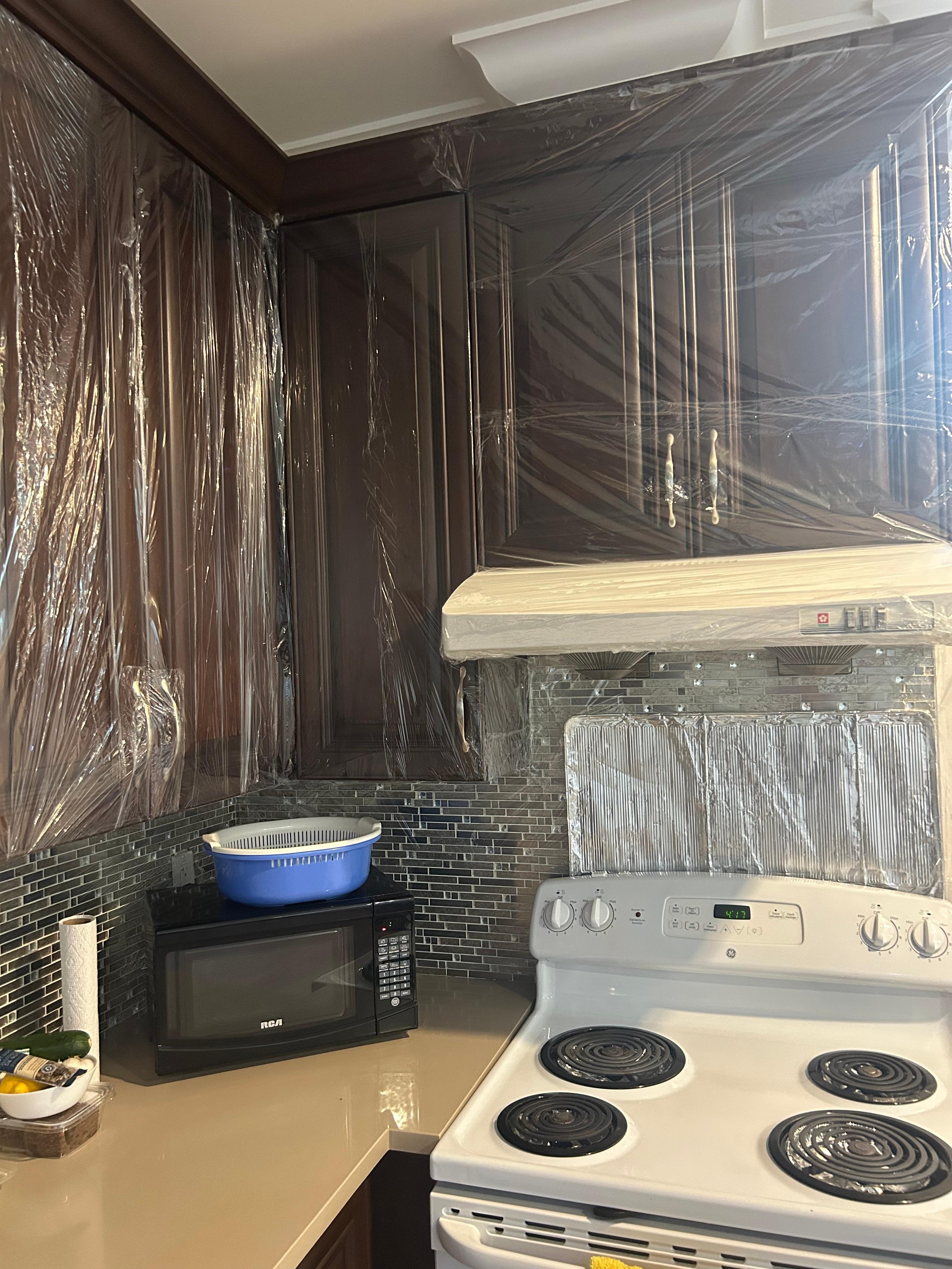 Saranwrapped kitchen