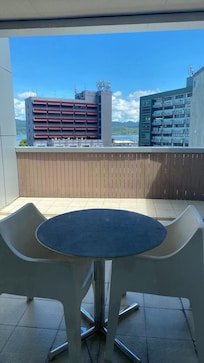 Balcony with a view of the city
