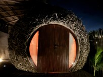 View of the room at night