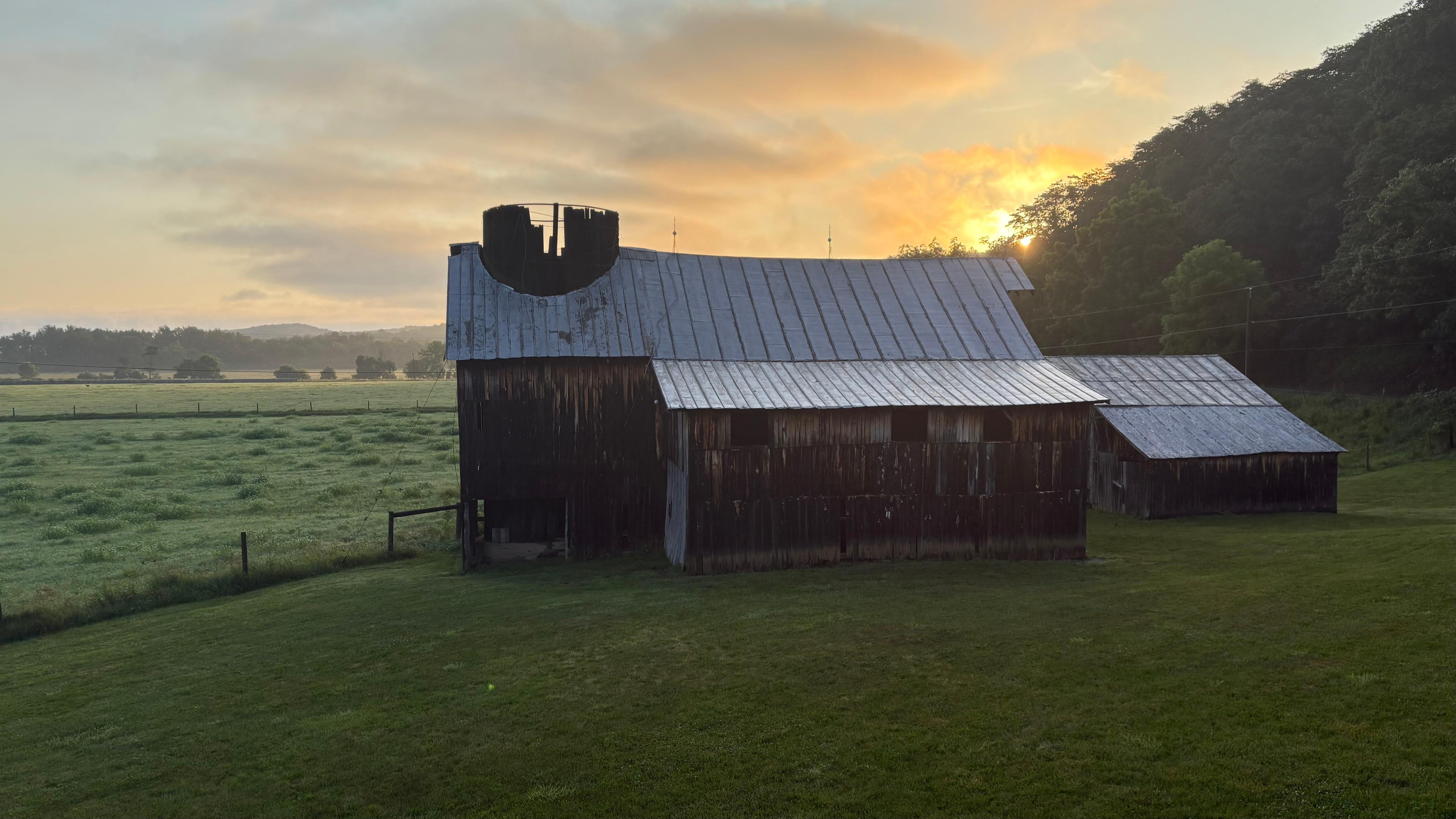 Sunrise over the barn