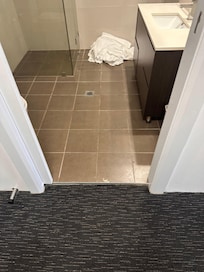 Hoped tiles near carpet