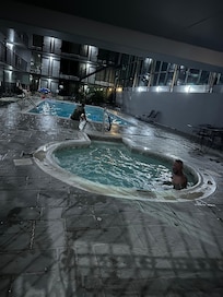 Pool & hot tub. They had balls to play with and a tube as well.