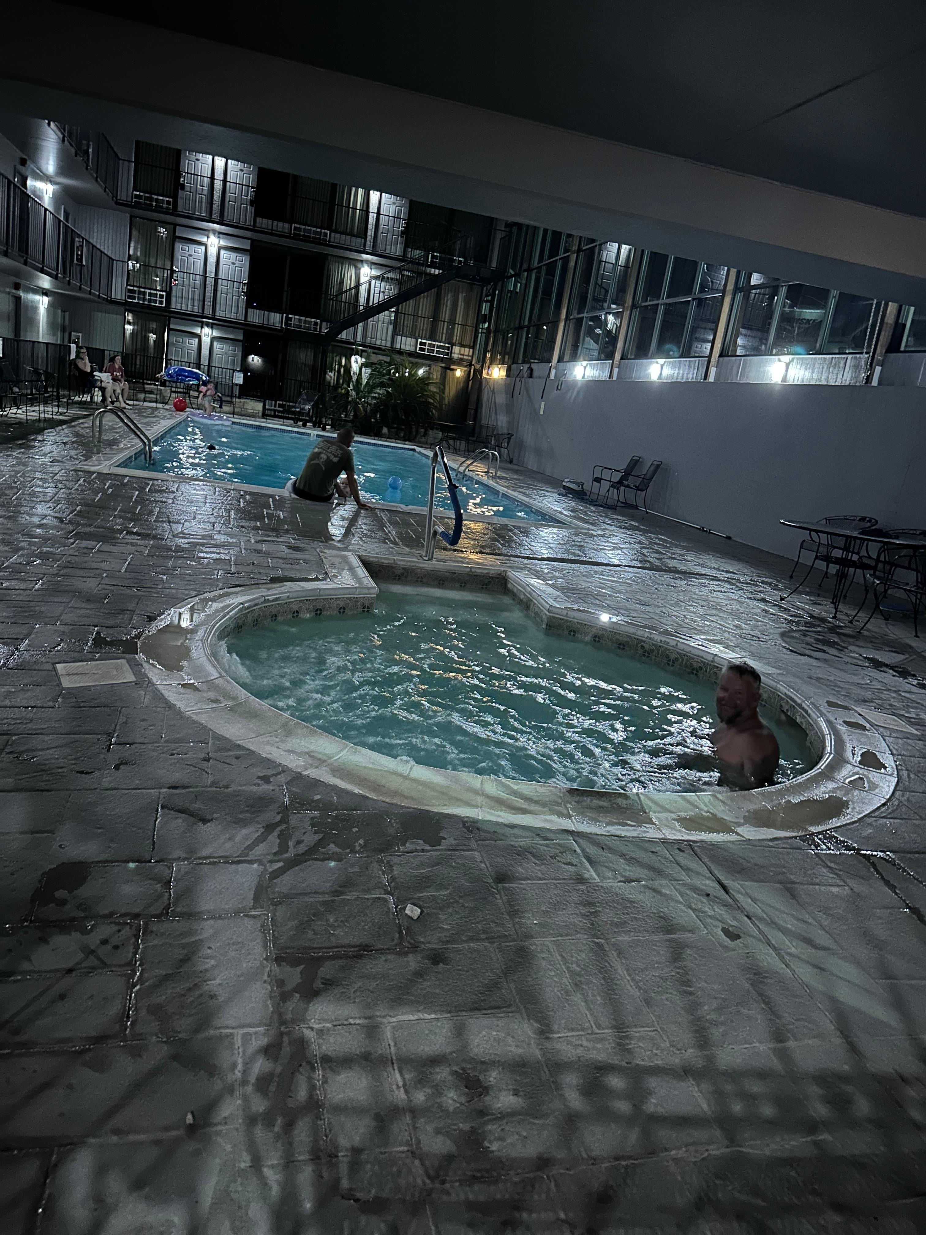 Pool & hot tub. They had balls to play with and a tube as well.