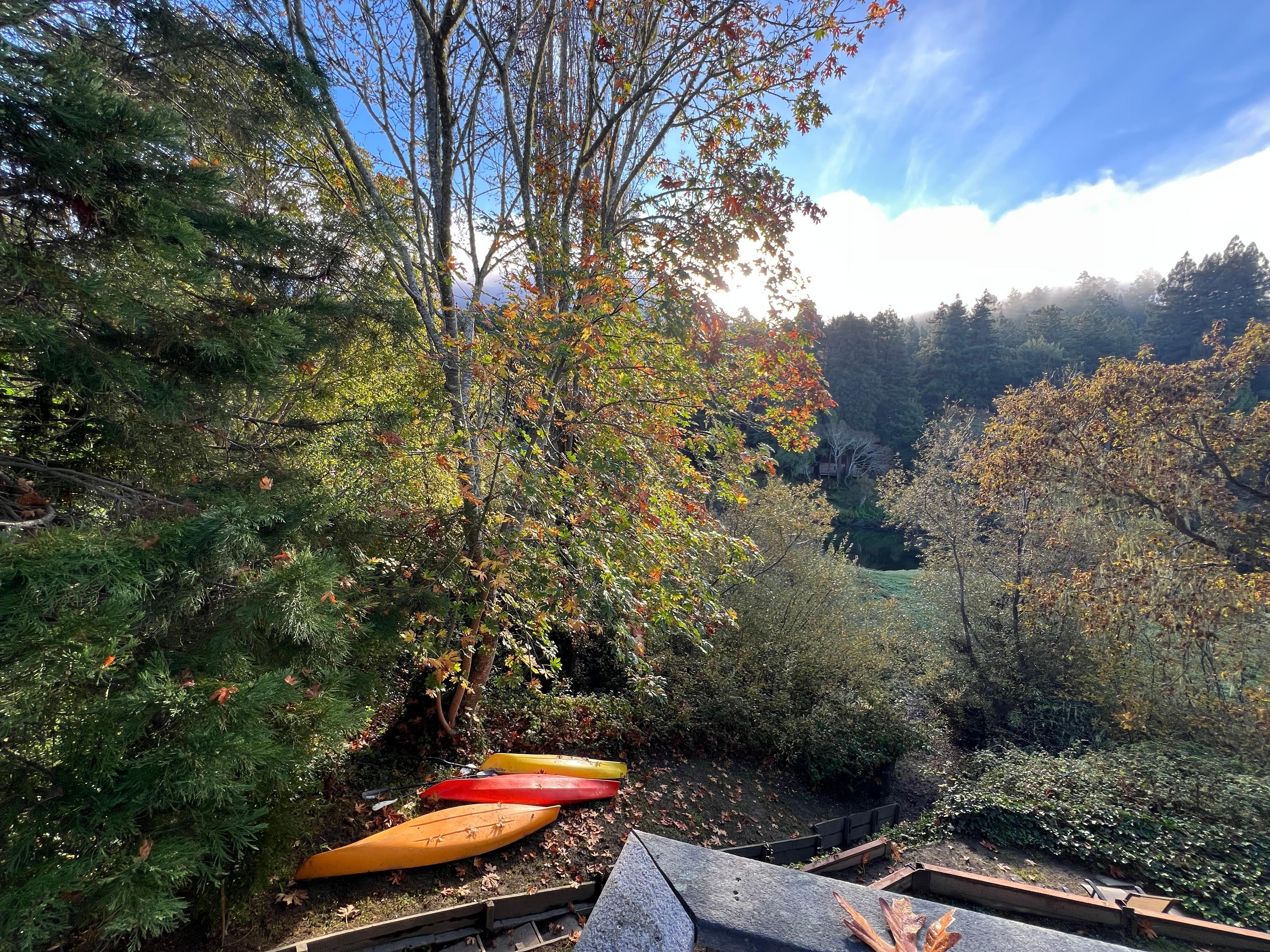 View from deck showing trail to river