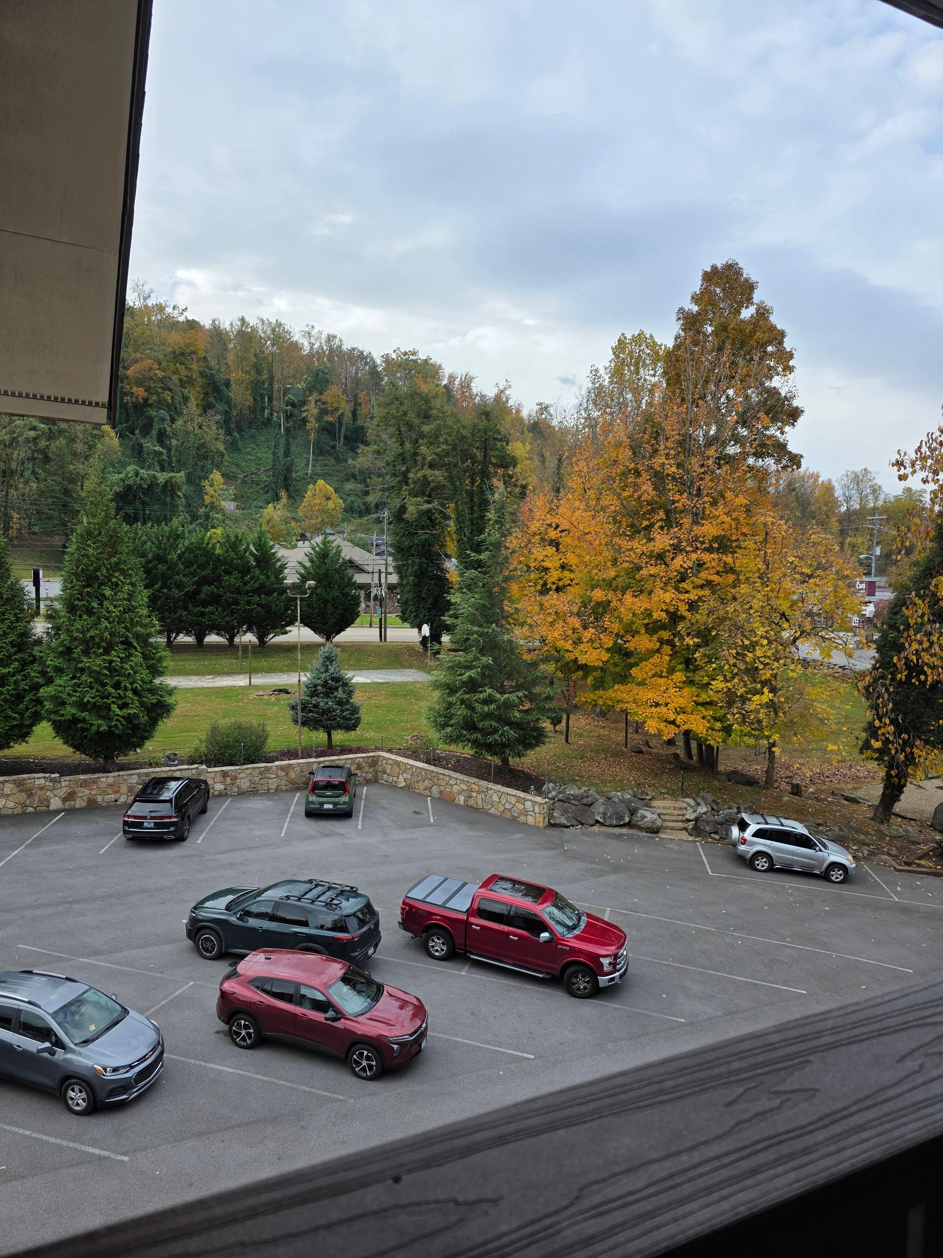 Our motel parking lot so clean!