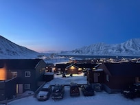 Abendlicher Blick aus Restaurant