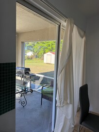 Had to hang a sheet on sliders for privacy