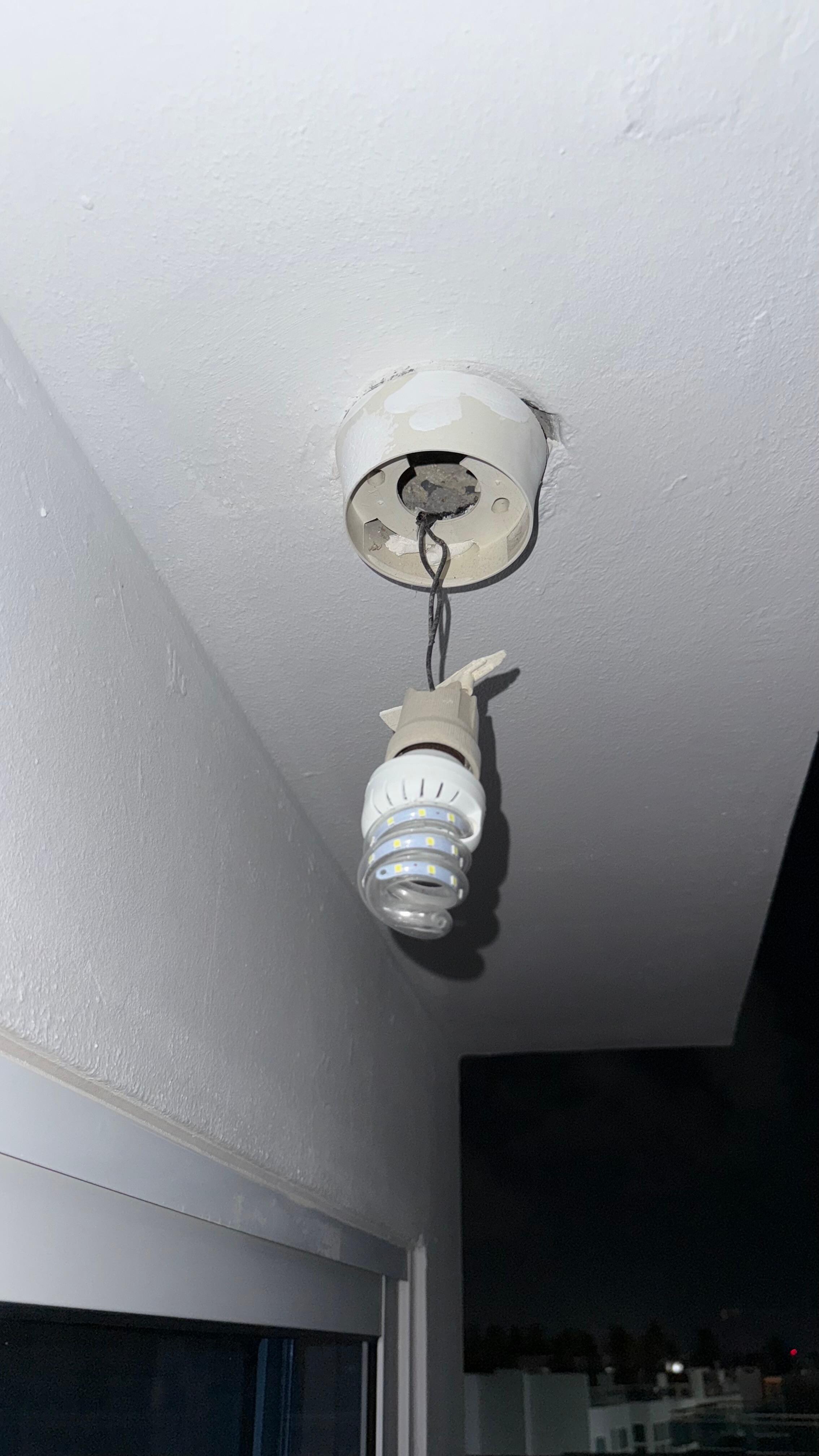 light busted on top roof, unable to go out at night