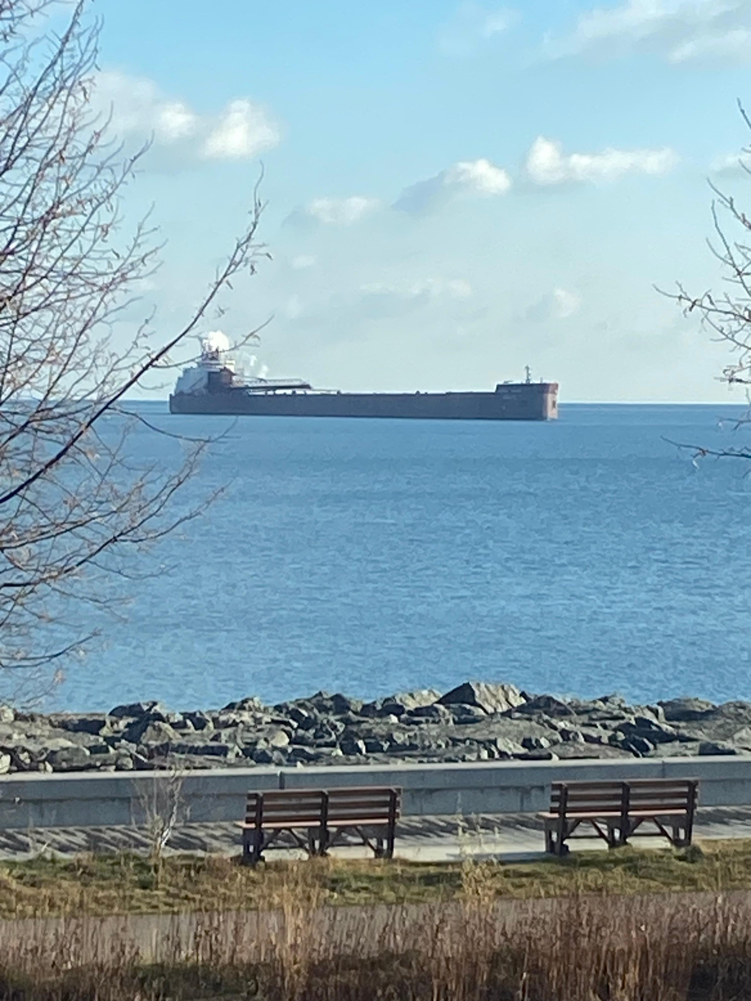 Ship coming in this is the view from our window