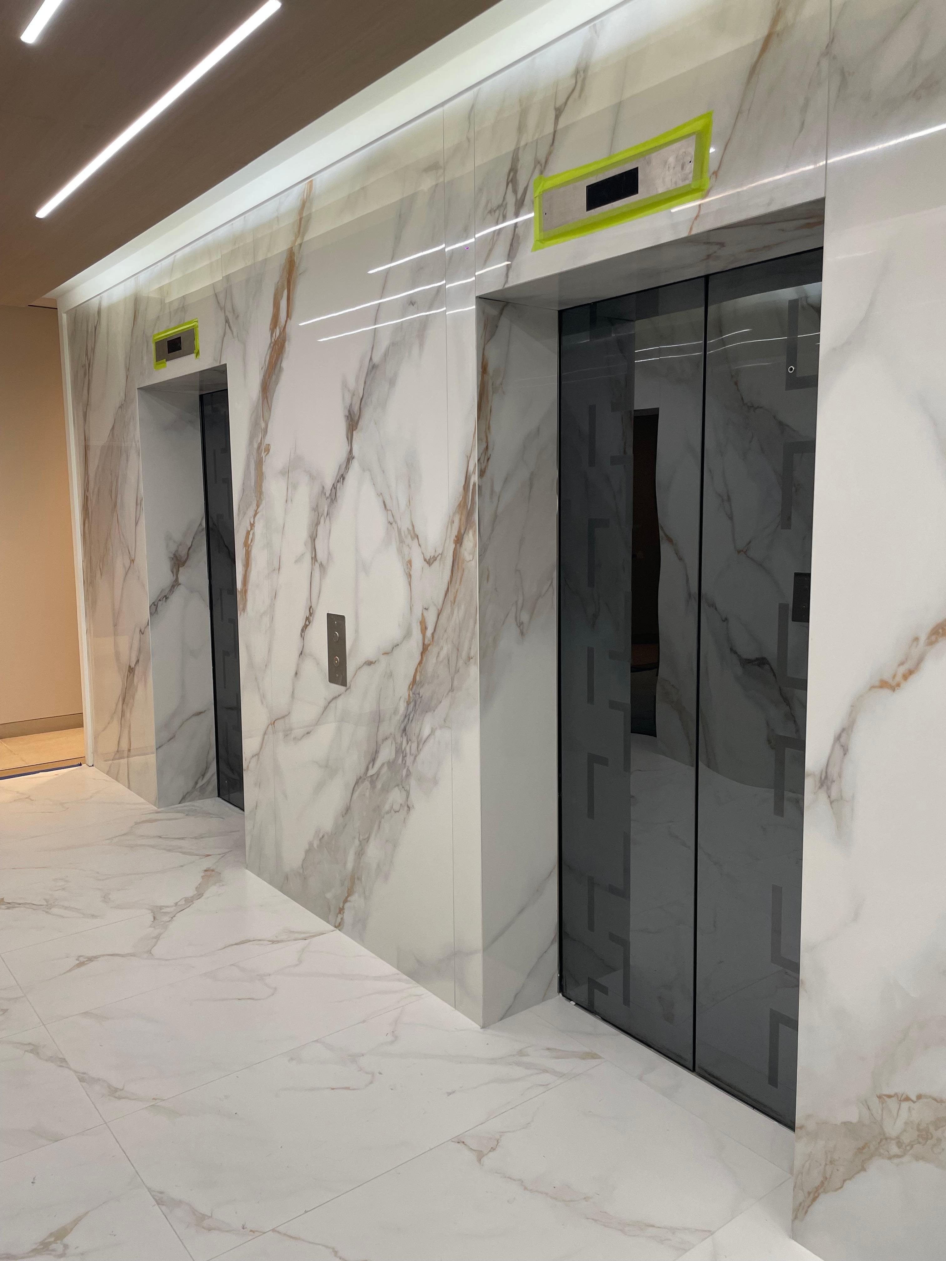 Two of of three broken elevators for 30 floors because of construction